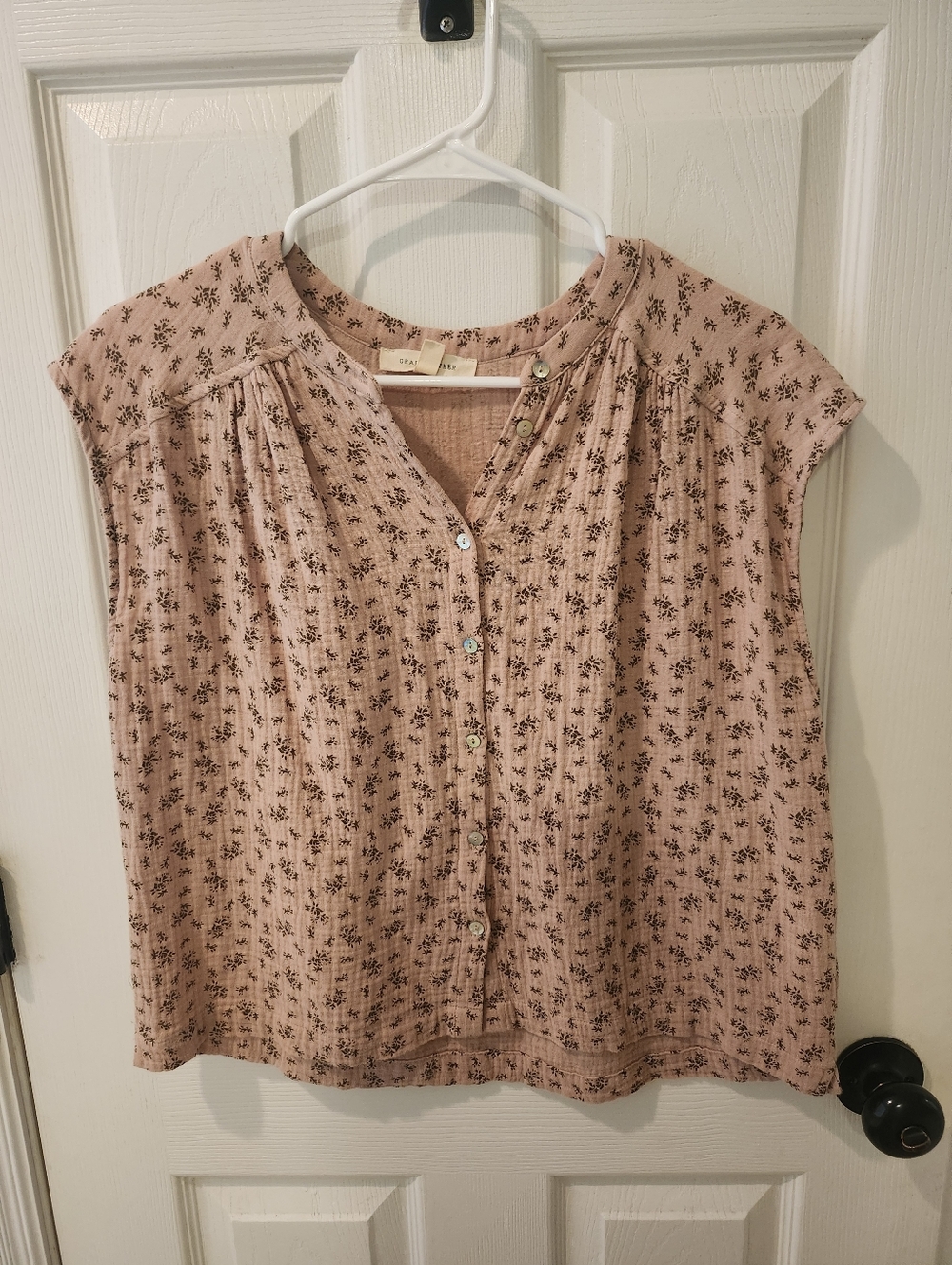 Dusty Rose Floral Button Front Shirt